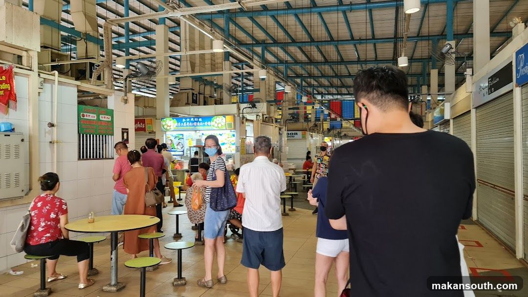 Hawker Centre with People Queuing
