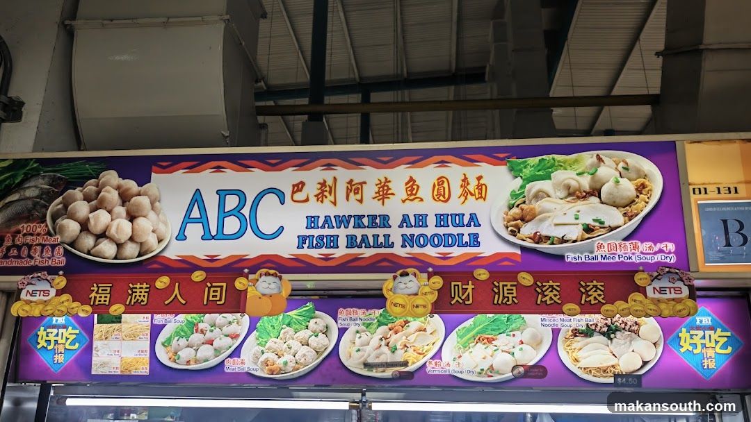 ABC Hawker Ah Hua Fish Ball Noodle Menu