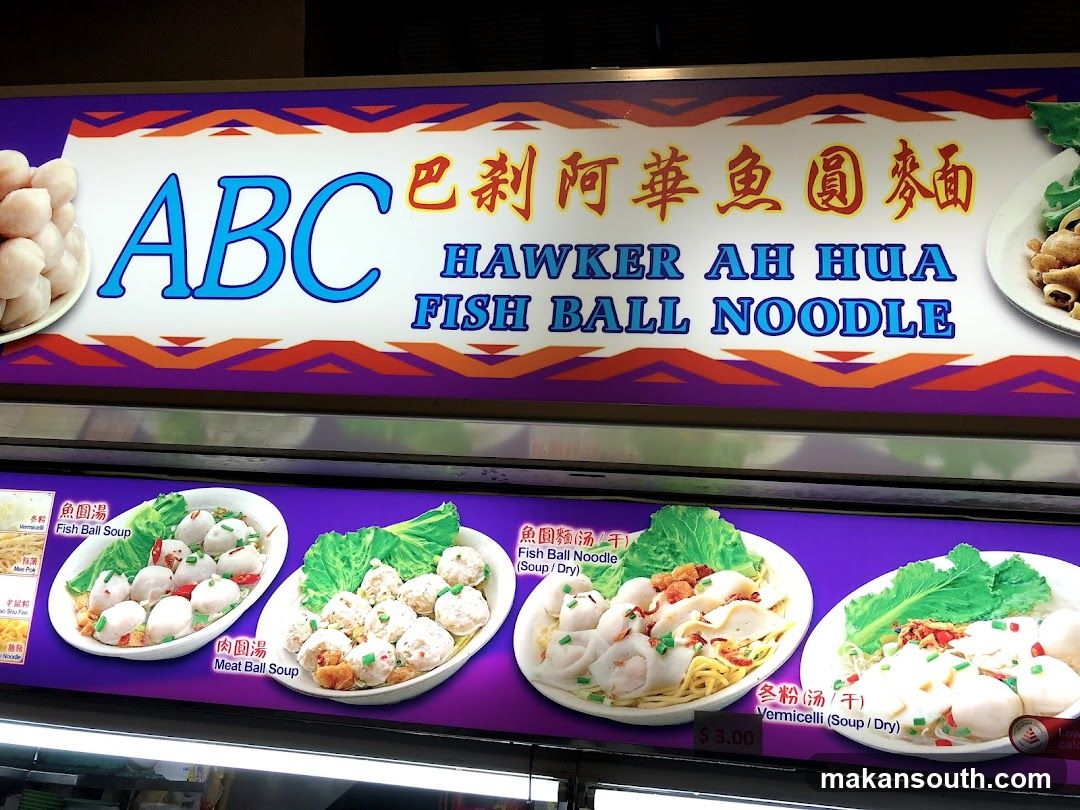 ABC Hawker Ah Hua Fish Ball Noodle Menu
