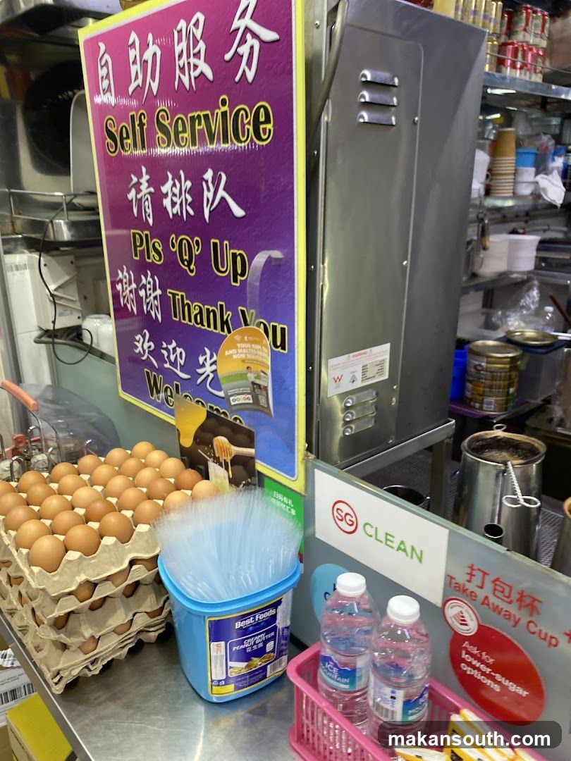 Self Service Sign and Food Items