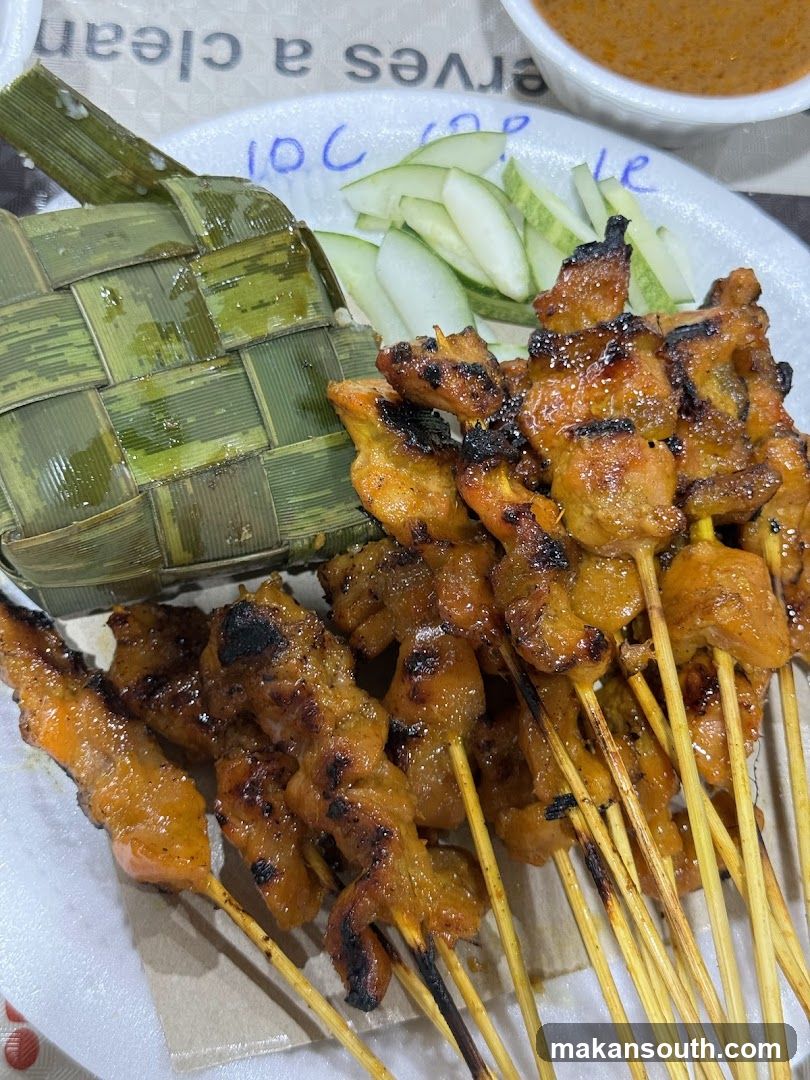 Chicken Satay with Ketupat and Cucumber