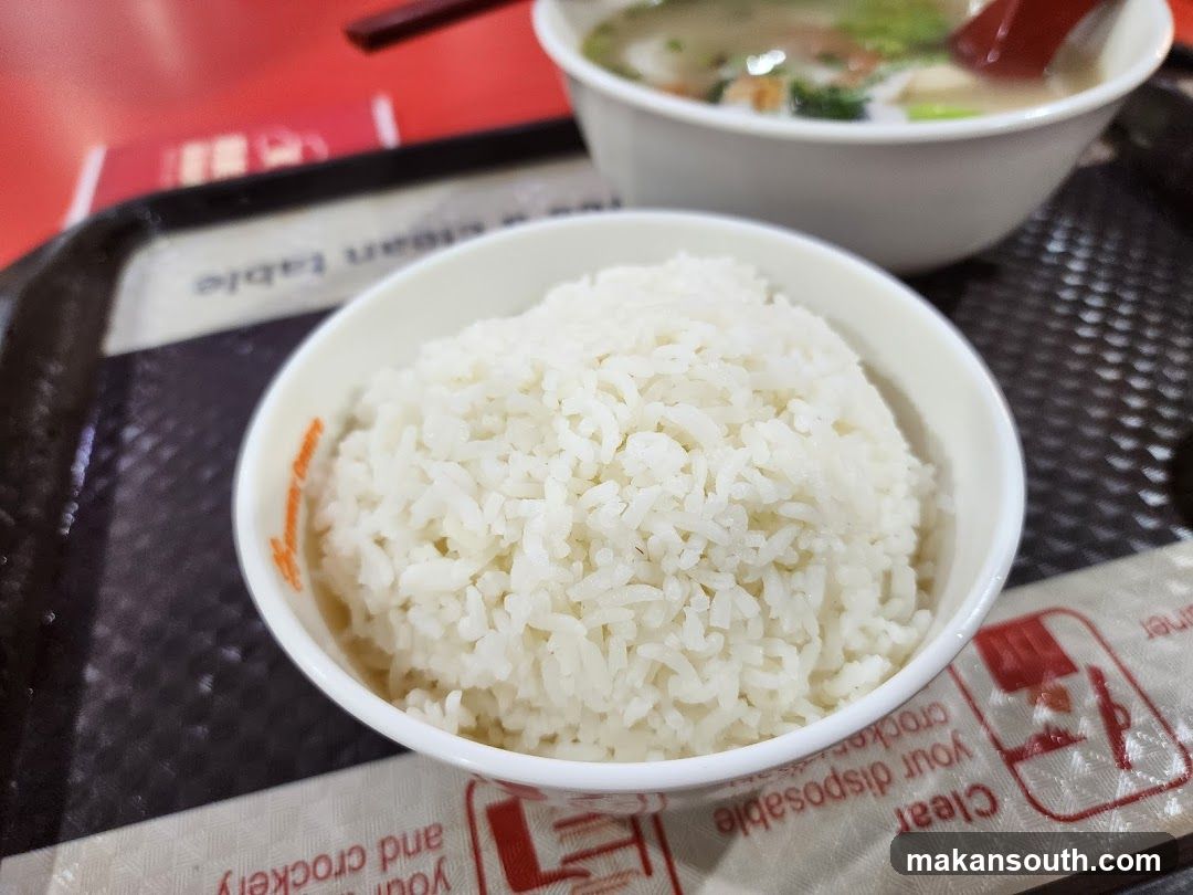 Bowl of rice and soup