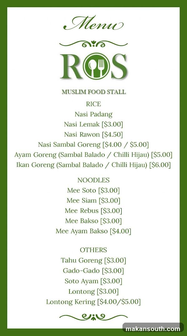 ROS MUSLIM FOOD STALL Menu