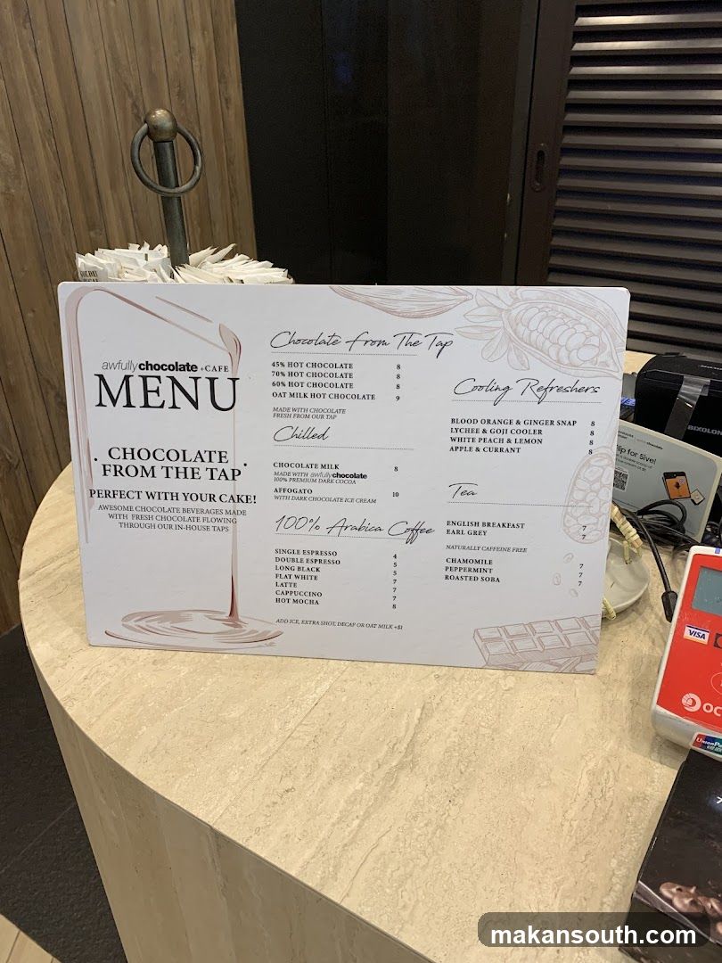 Awfully Chocolate Cafe Menu