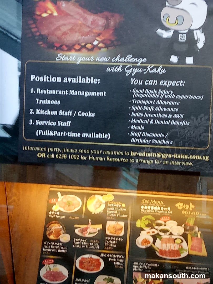 Gyu-Kaku Job Advertisement and Menu