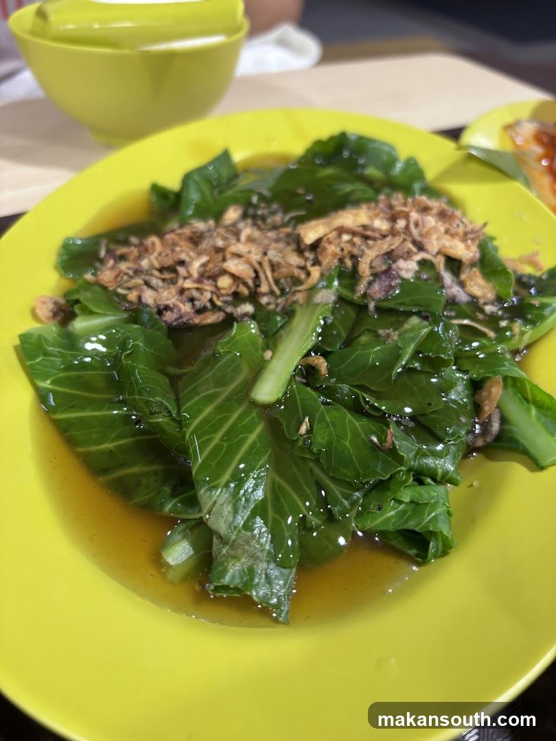 Stir-fried Greens with Crispy Shallots