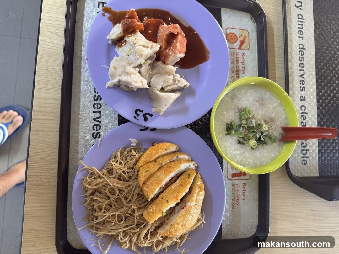 Food Tray with Congee and Noodles