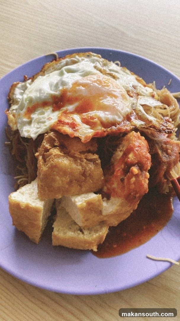 Fried Noodles with Fried Egg and Tofu