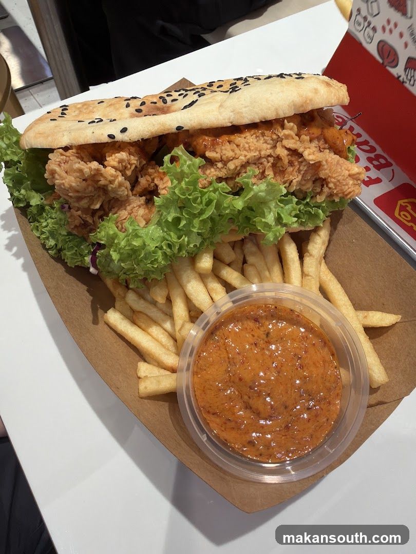 Fried Chicken Sandwich with Fries and Dip