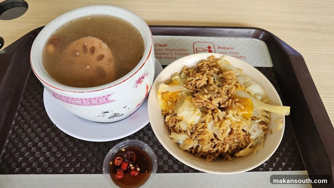 Meal with Soup and Fried Rice