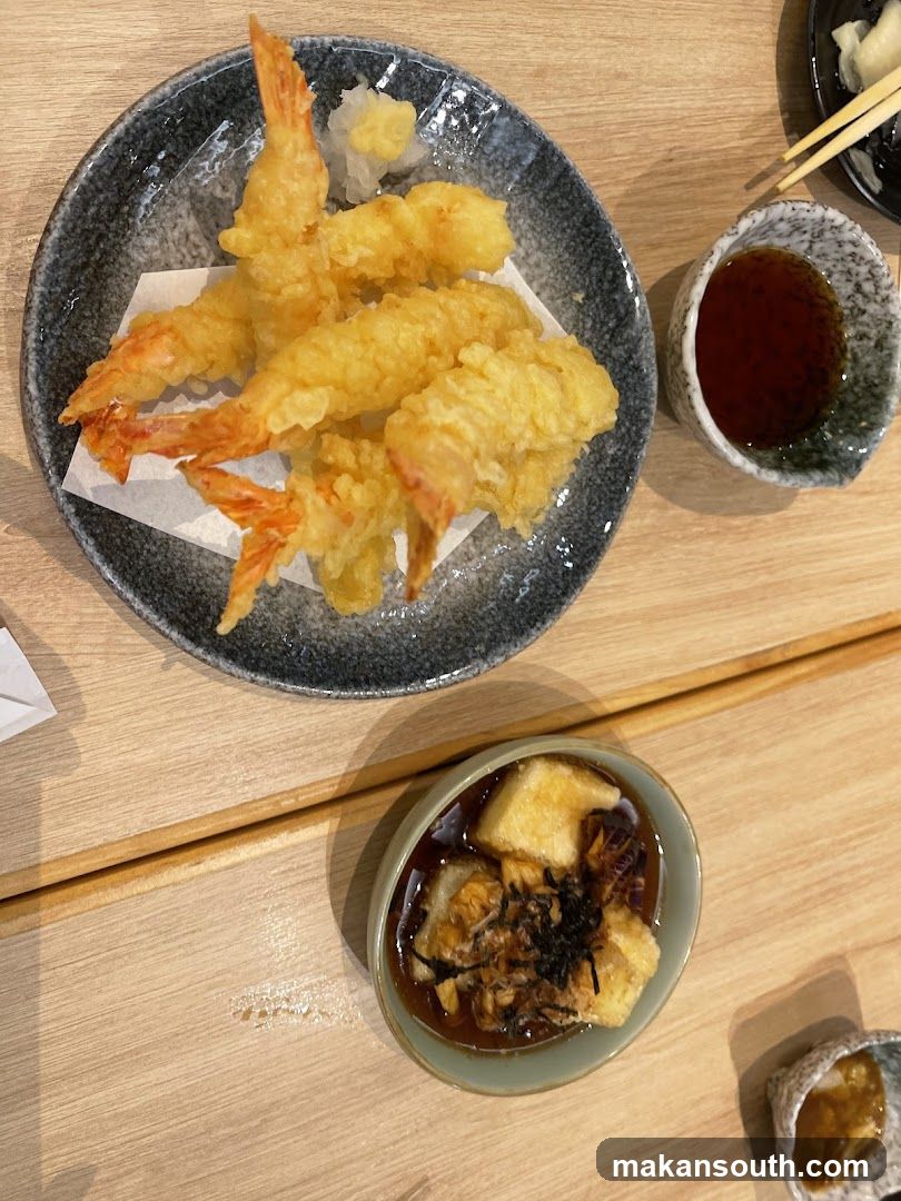 Shrimp Tempura and Tofu Dish
