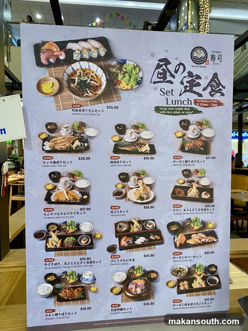 YOSHI HITOYOSHI SUSHI Set Lunch