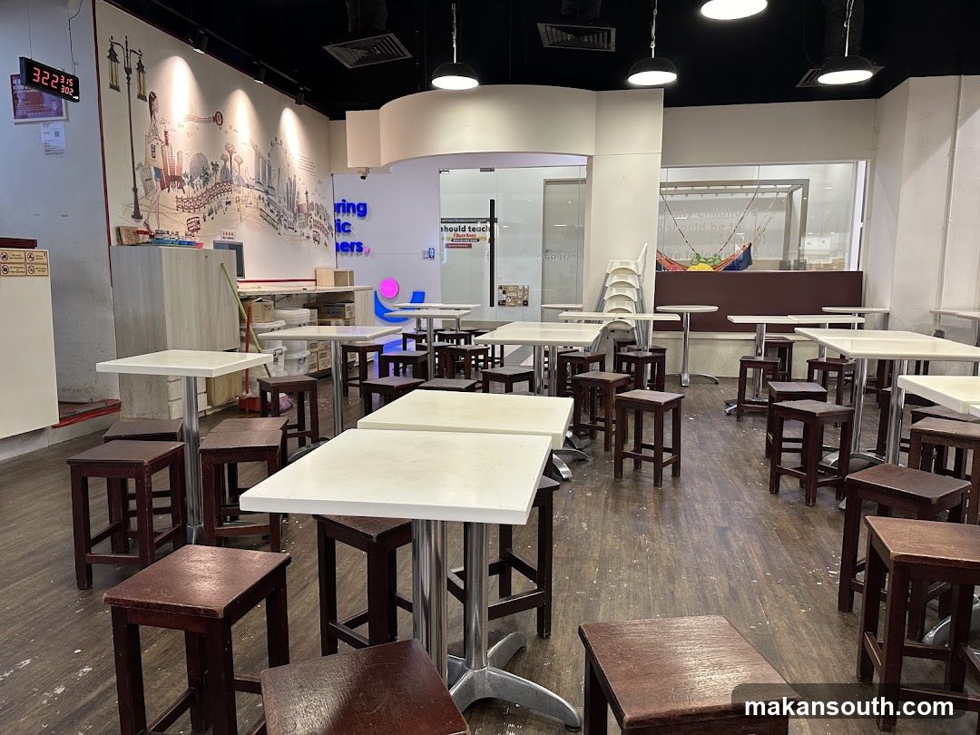 Empty cafe with tables and stools
