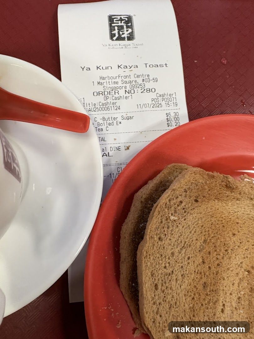 Ya Kun Kaya Toast Receipt