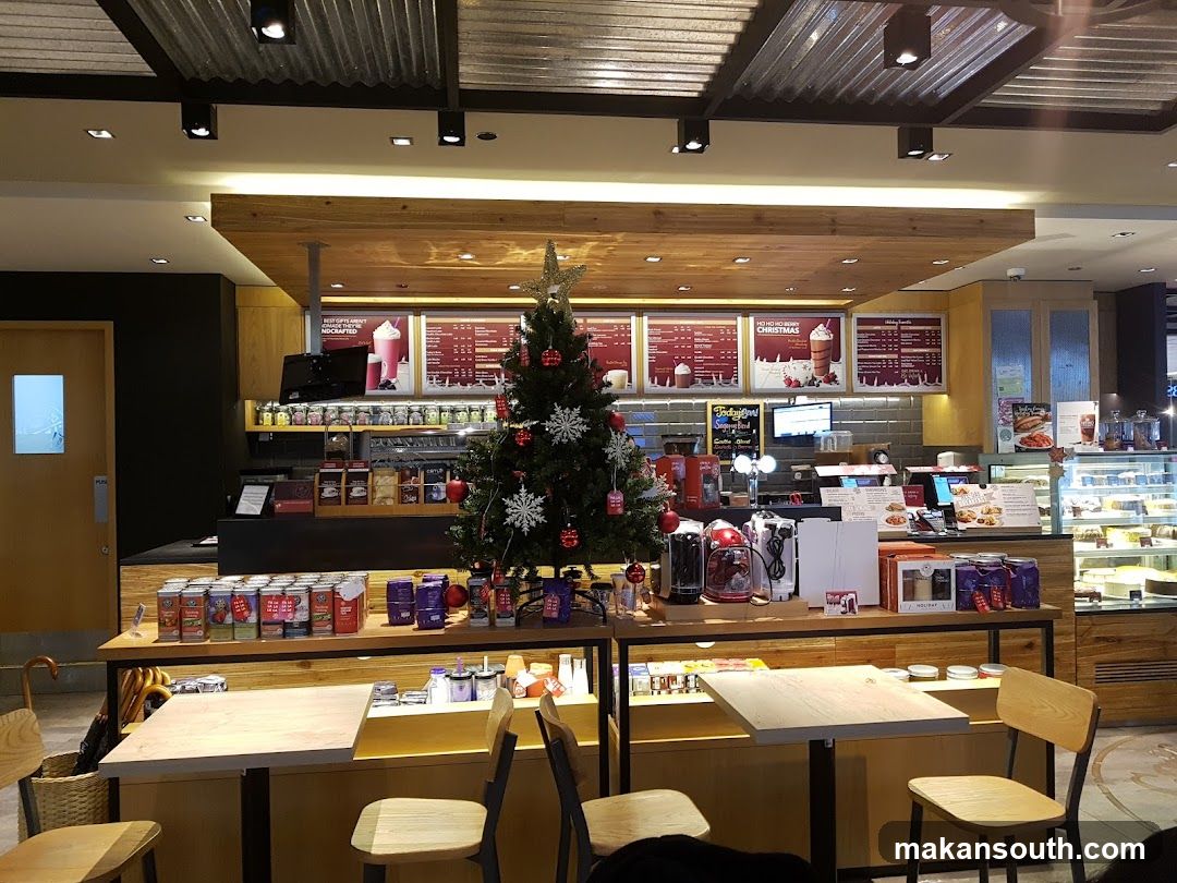 Coffee Shop Interior with Christmas Decorations