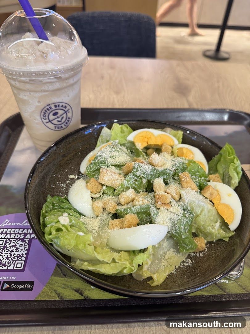 Coffee Bean & Tea Leaf Caesar Salad and Drink