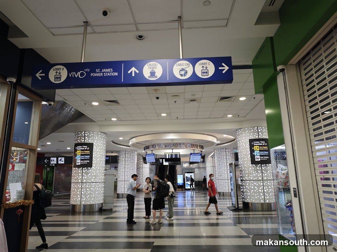 Interior of a building with directional signage
