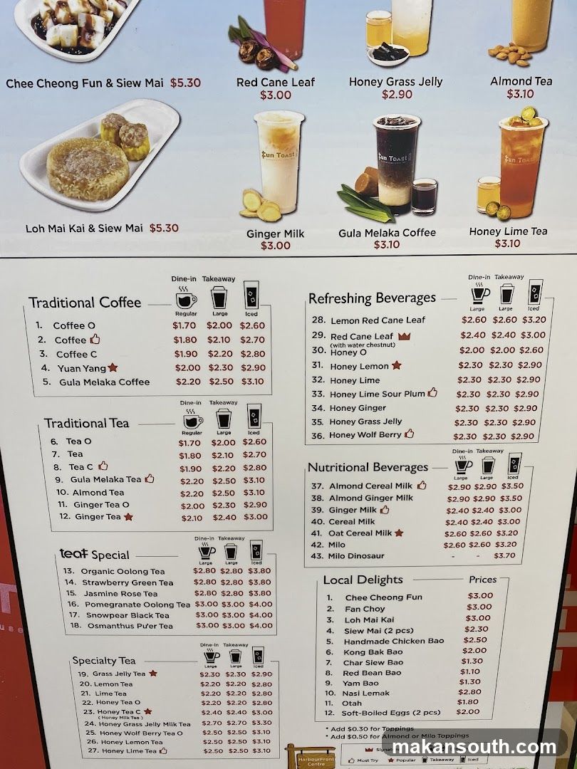 Sun Toast Menu