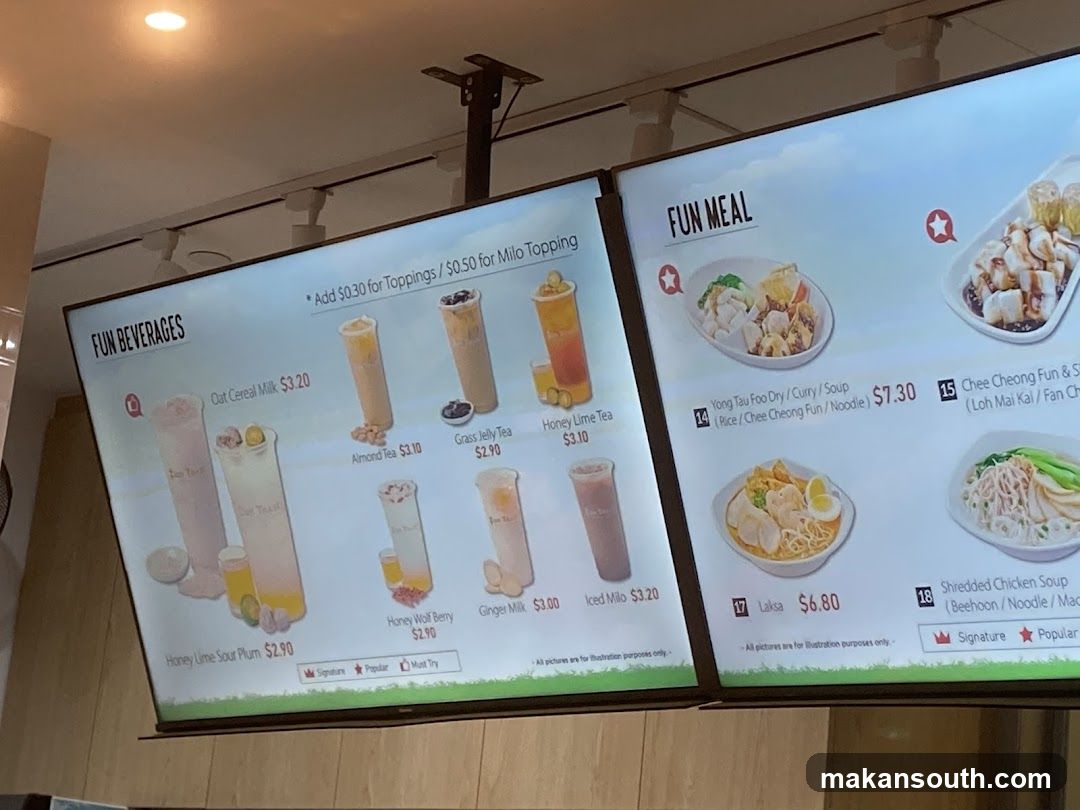 Fun Beverages and Fun Meal Menu