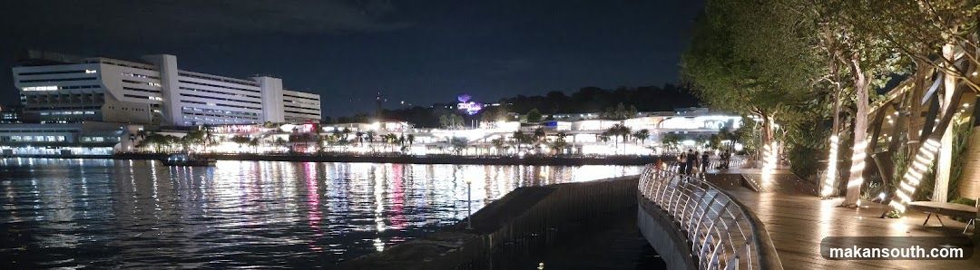 Waterfront promenade at night
