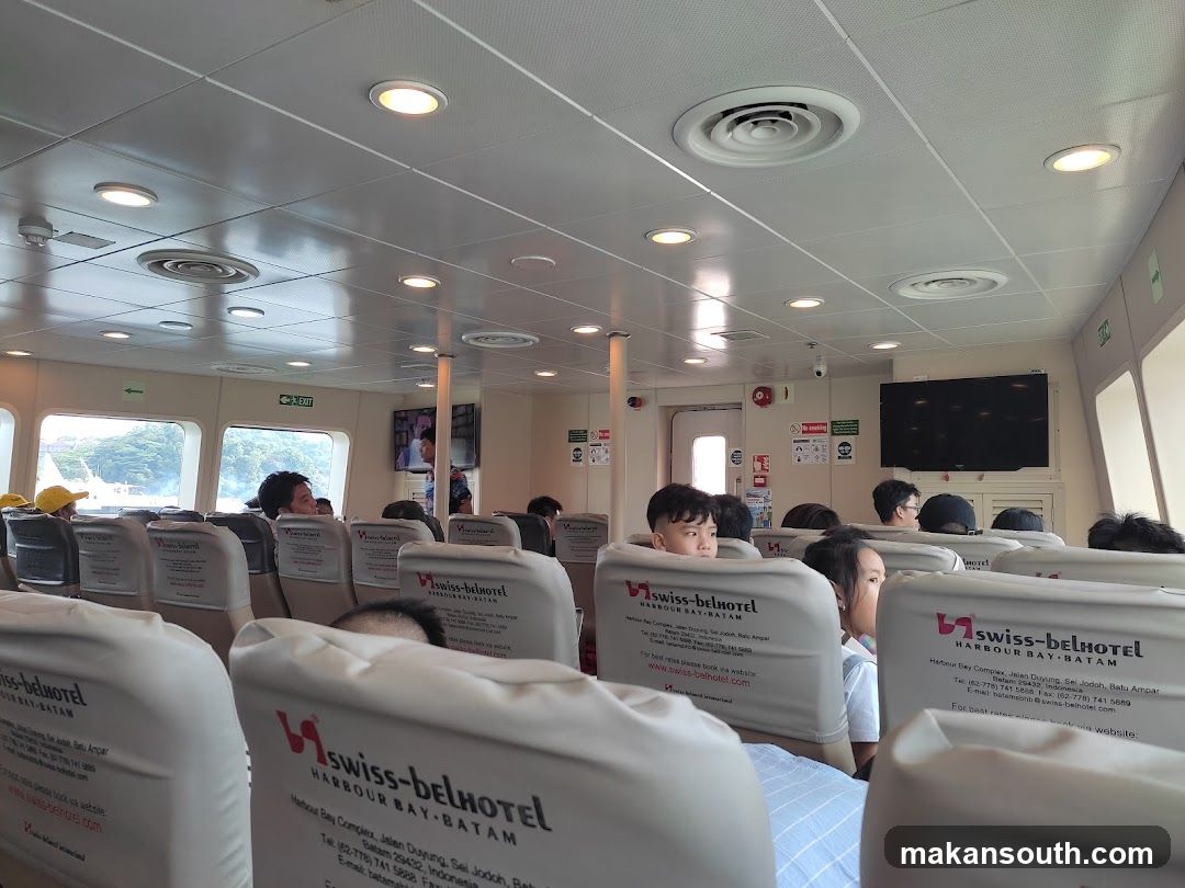 Interior of a ferry with passengers