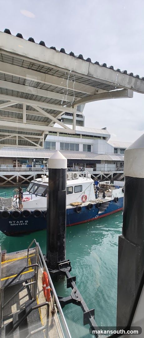 Boats docked at a pier