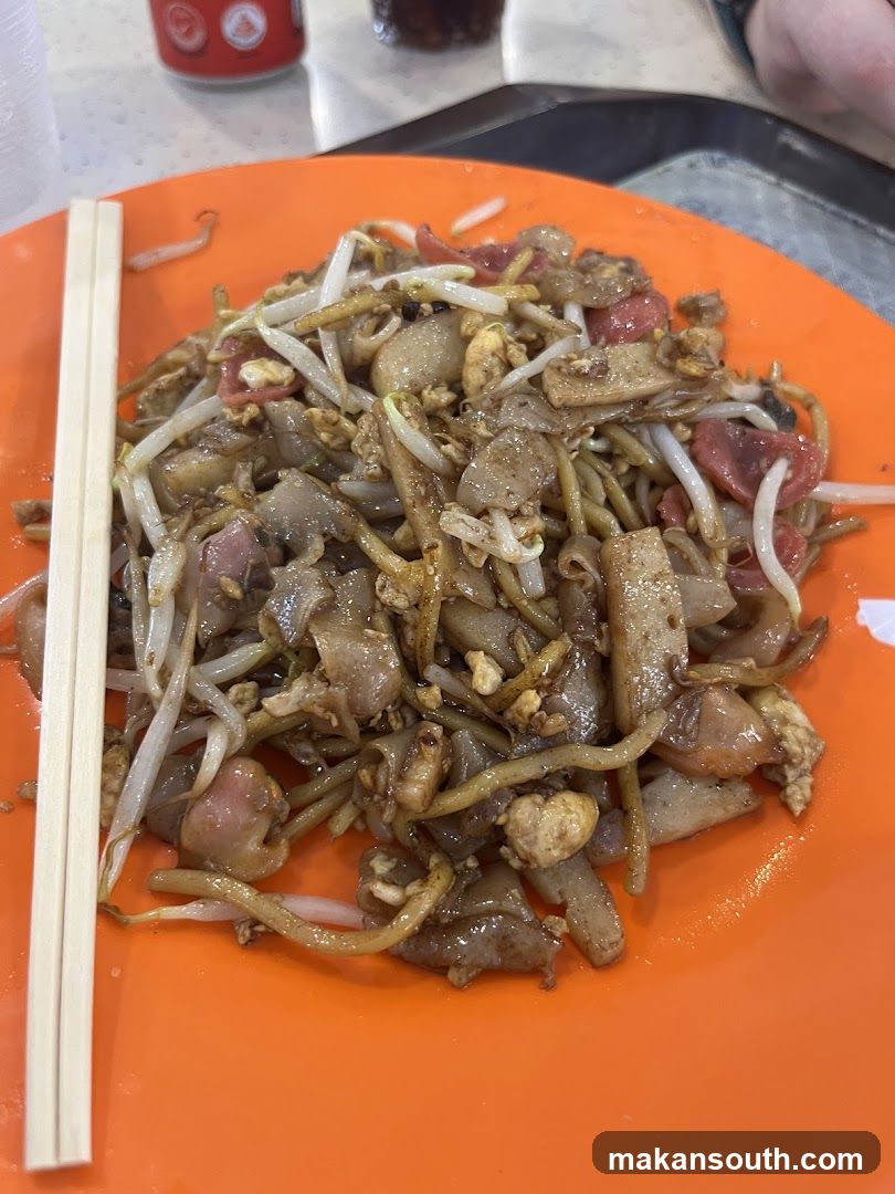 Stir-fried noodles with bean sprouts and meat
