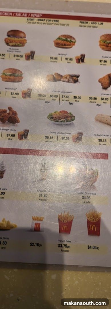 Chicken / Salad / Wrap Menu