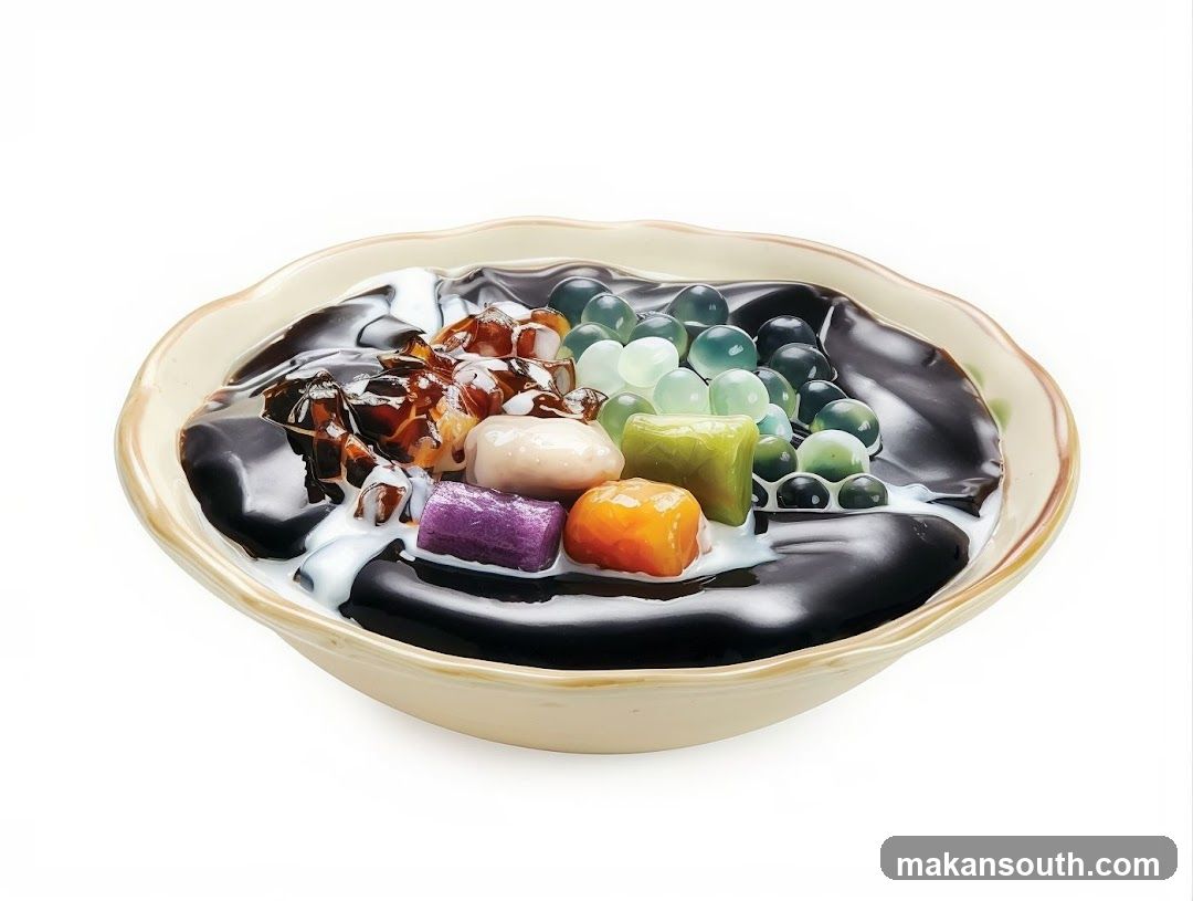 Grass Jelly Dessert with Toppings