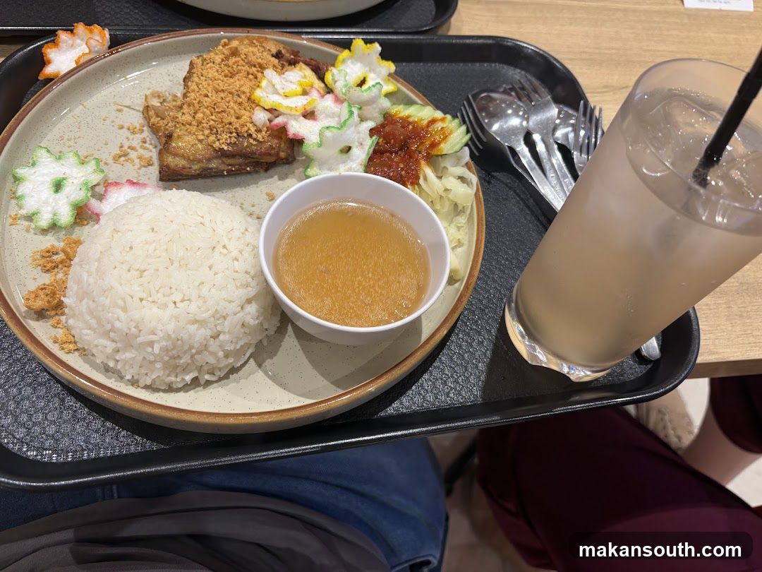 Fried Chicken Meal with Rice and Drink