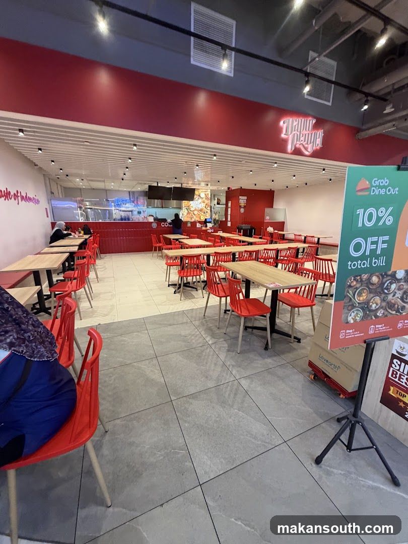 Restaurant Interior with Promotional Sign