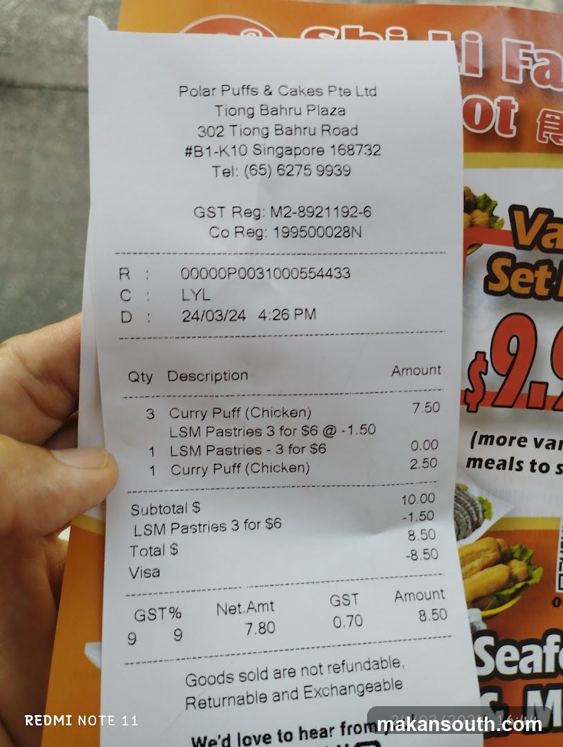 Receipt from Polar Puffs & Cakes Pte Ltd
