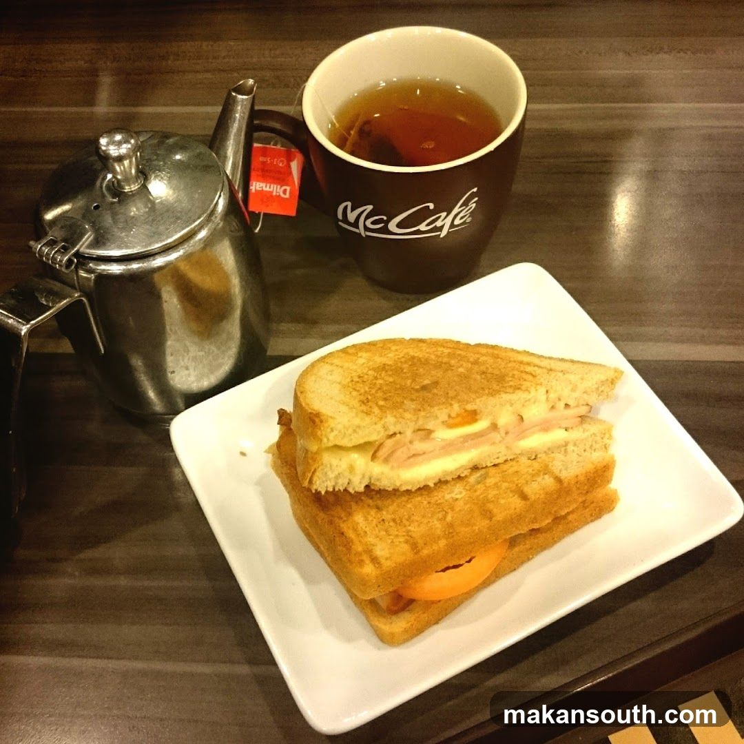 Ham and Cheese Sandwich with Tea