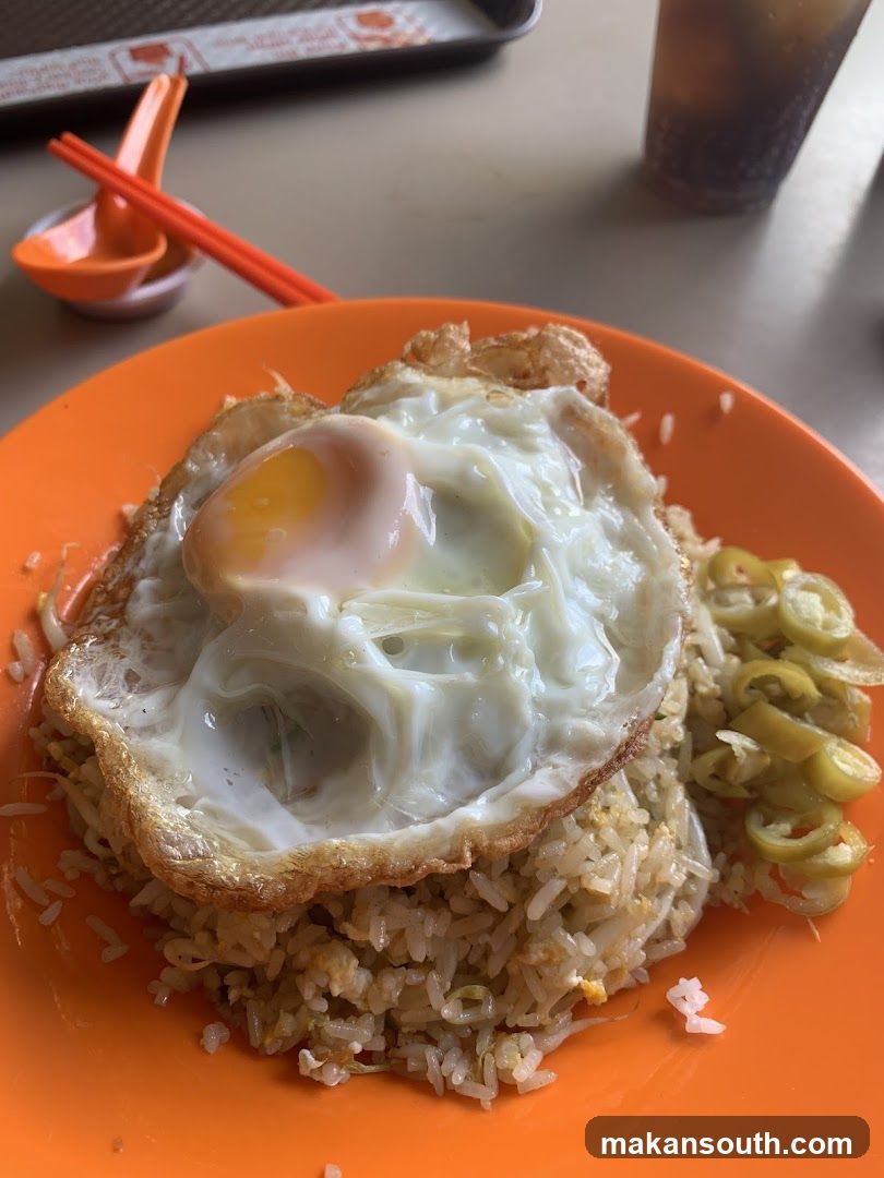 Fried Rice with Fried Egg and Pickled Jalapenos
