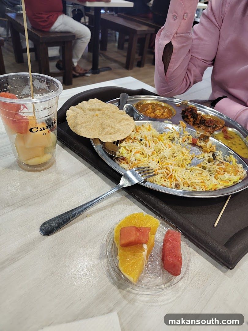 Indian Meal with Fruit Salad