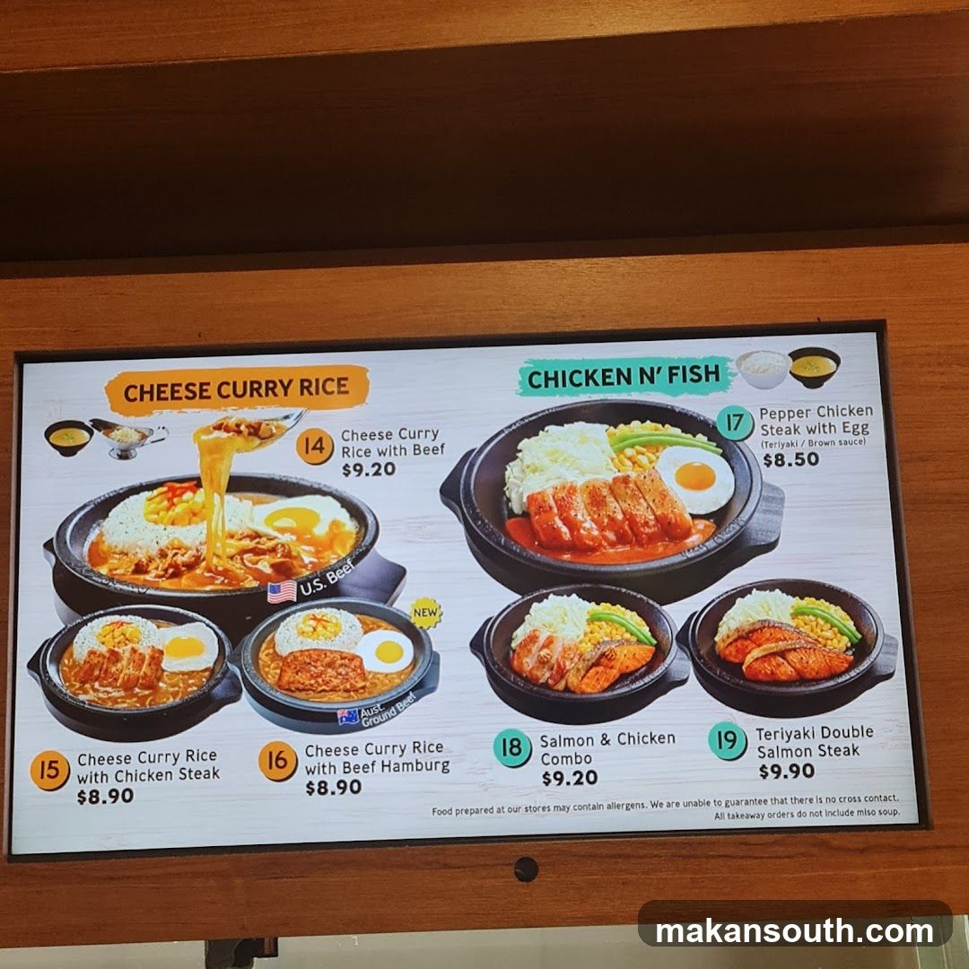 Cheese Curry Rice and Chicken N' Fish Menu