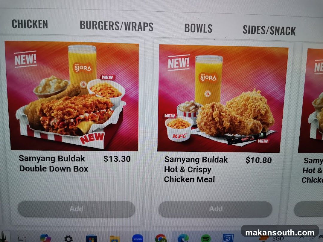 KFC Menu