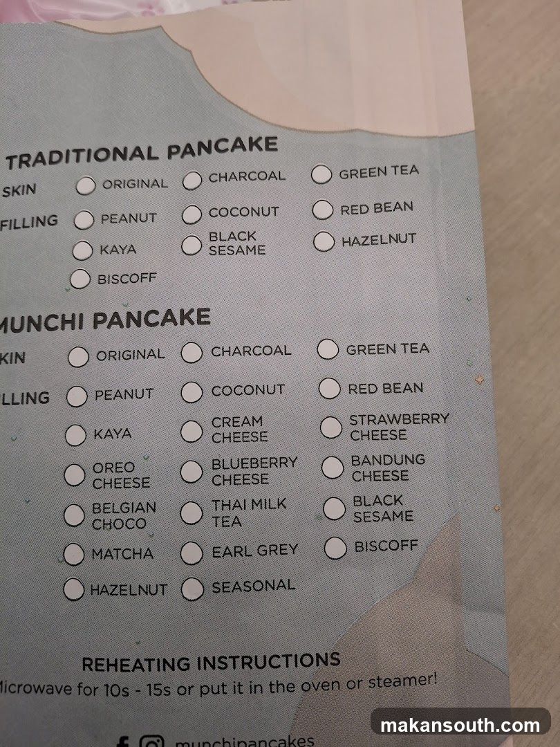 Traditional and Munchi Pancake Options