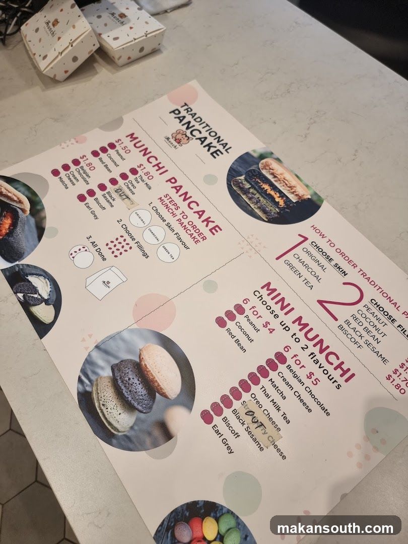 Munchi Pancake Menu