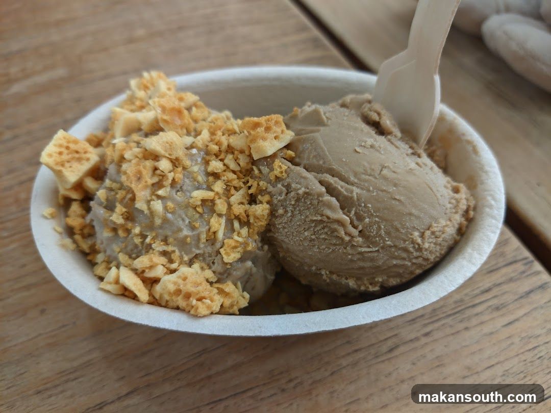 Ice Cream with Honeycomb Topping