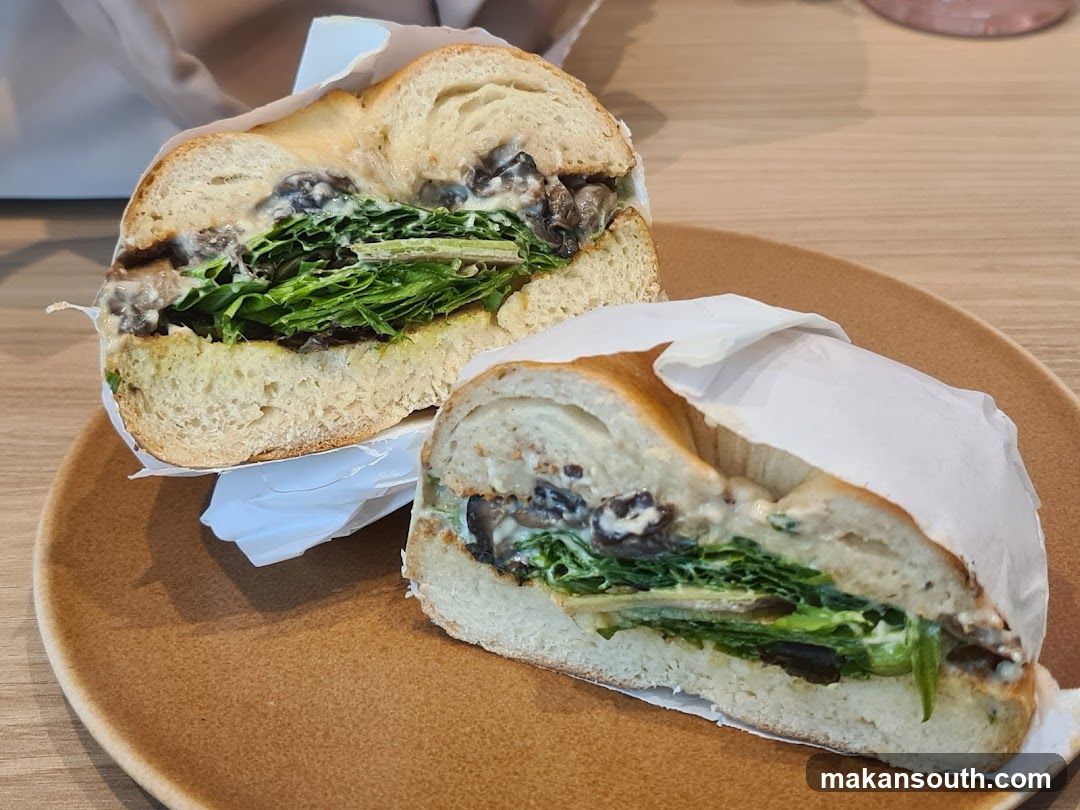 Mushroom and Greens Sandwich