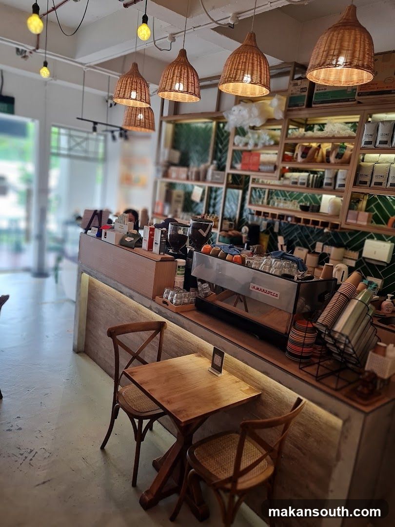 Cafe Interior with Coffee Machine and Seating