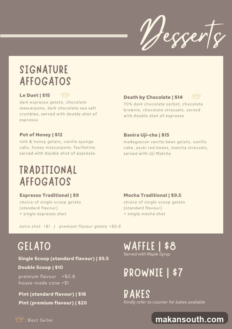 Desserts Menu