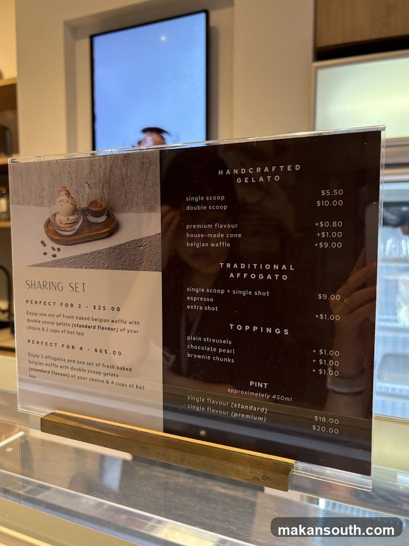 Handcrafted Gelato Menu