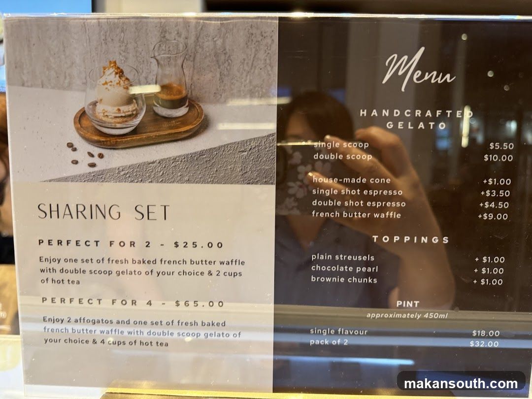 Menu Handcrafted Gelato