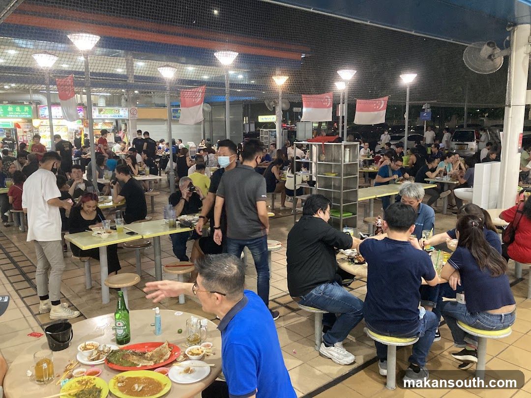 Outdoor Food Court at Night