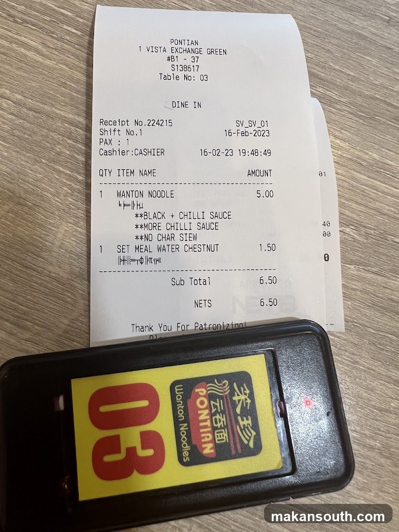 Receipt and Table Number Display