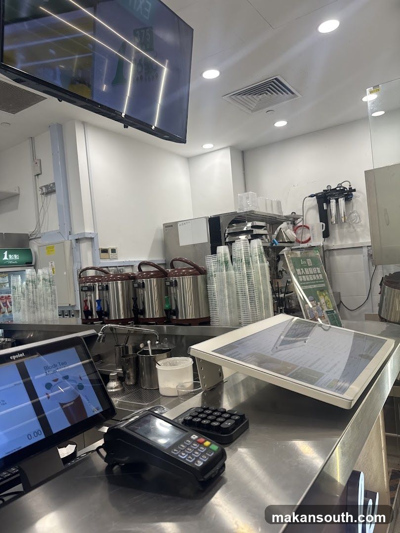 Counter with POS system and menu display