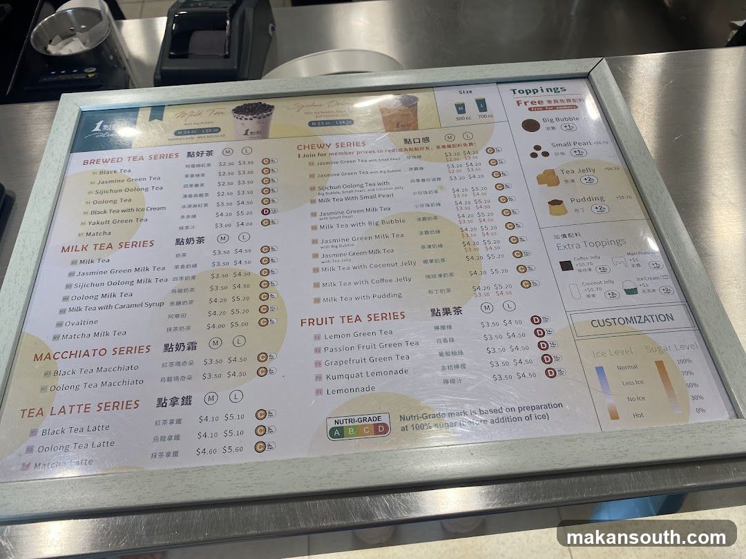 Milk Tea Menu