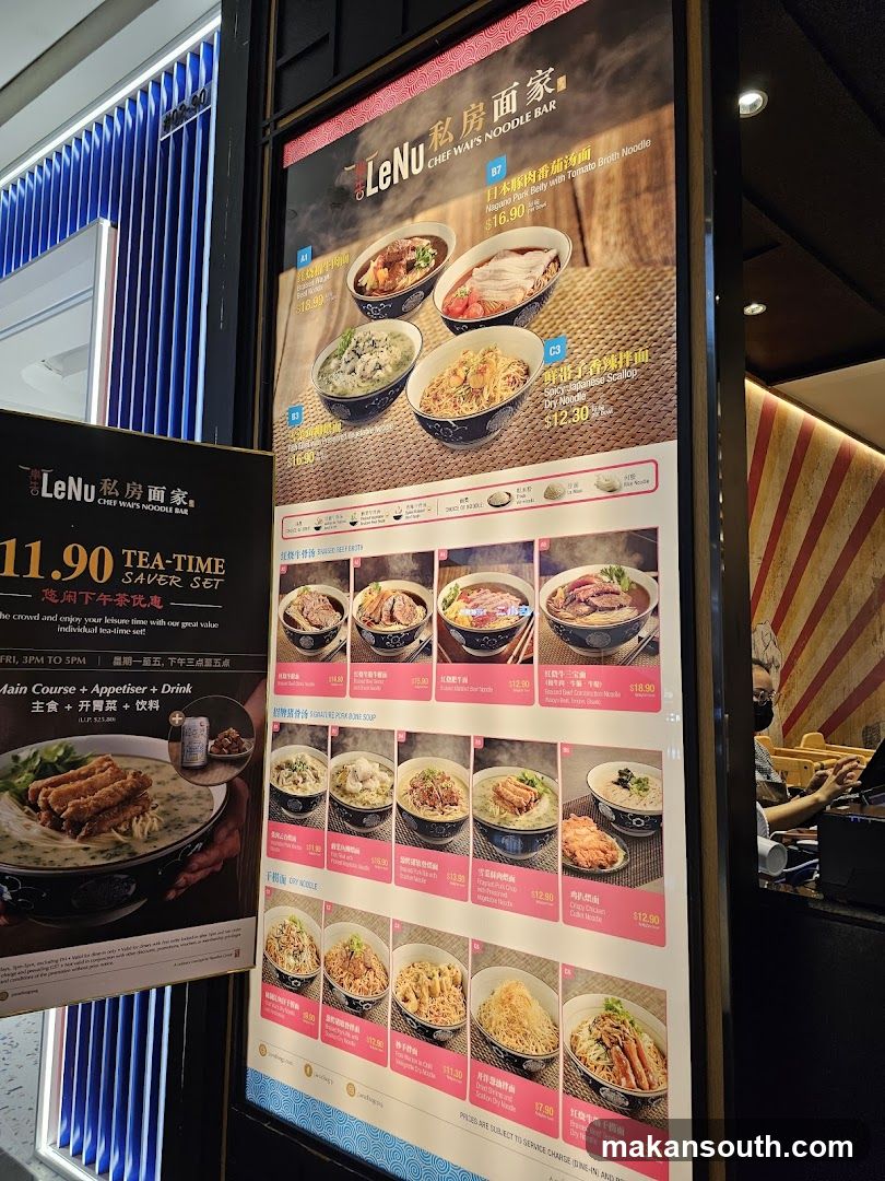 LeNu Chef Wai's Noodle Bar Menu